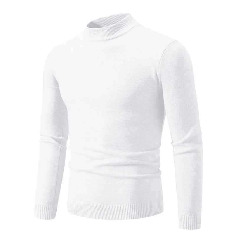 New Sweatwear Men's Half Neck Basic Solid Color Sweaters Round Neck Elastic Pullovers Warm Autumn Knitted Oversized Sweater Men - Premium  from Lizard Vigilante - Just $22.99! Shop now at Lizard Vigilante