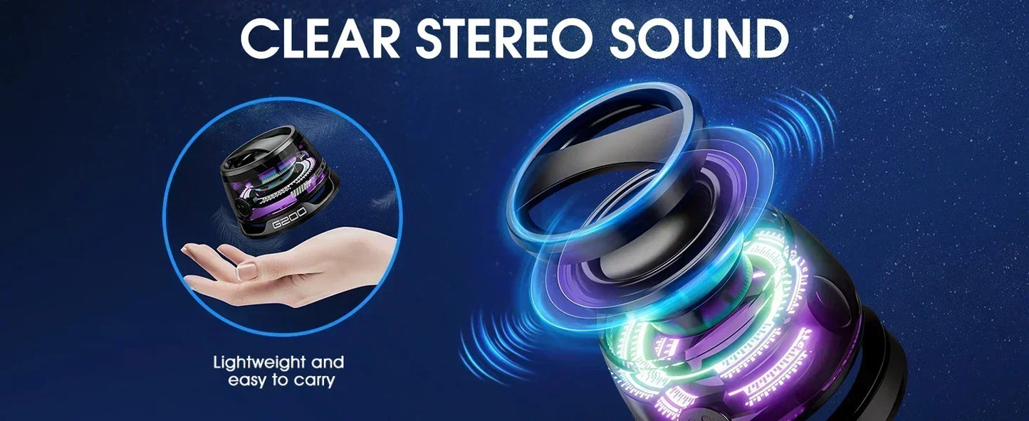 Wireless Bluetooth Speaker with RGB Lights, Stereo Sound & Phone Stand - Portable Mini Travel Speaker for iPhone & Android