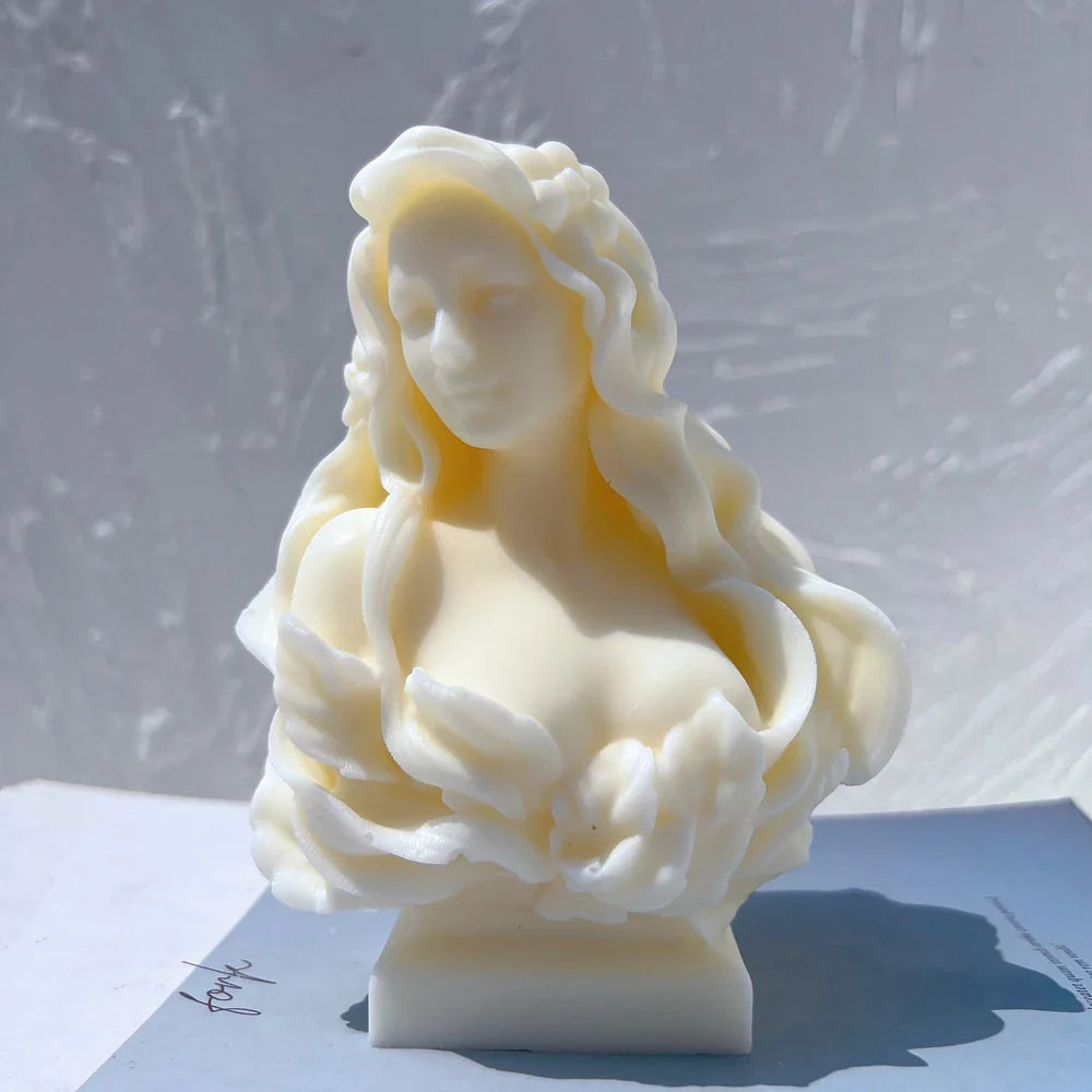 Beautiful Lady Statue Candle Mold Goddess Female Bust Silicone Molds Greek Art Woman Sculpture Soy Wax Tool