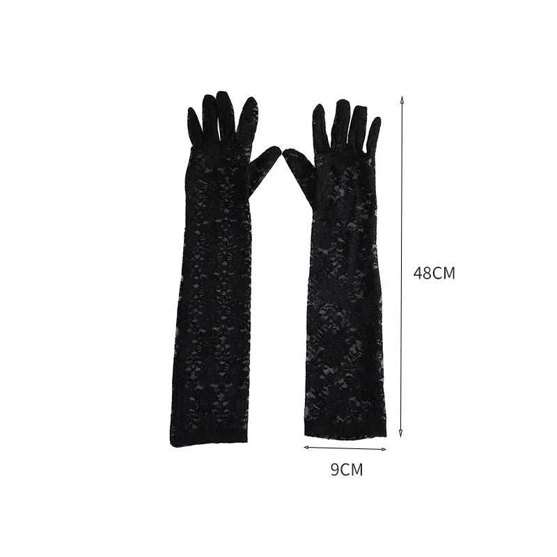 Sexy Transparent Lace Flower Long Gloves for Women – Perfect for Weddings, Opera, and Parties - Premium  from Lizard Vigilante - Just $22.88! Shop now at Lizard Vigilante