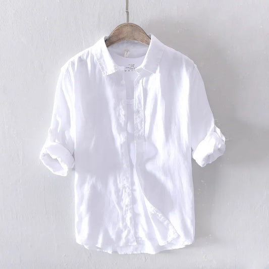 DRIFTSEWN Hemp Linen Shirt – Vintage Coastal Button-Up for Men | White, Pink, Indigo - Premium tee from dsers - Just $78.99! Shop now at Lizard Vigilante