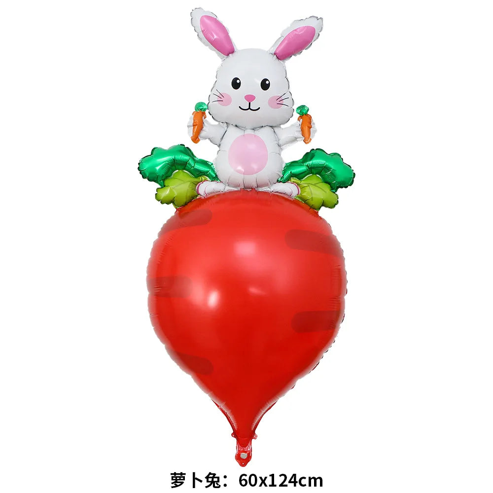 Easter Bunny Inflatables Balloon Decorations Standing Carrot Balloons Cute Carrot Rabbit Happy Easter Party Birthday Decorations