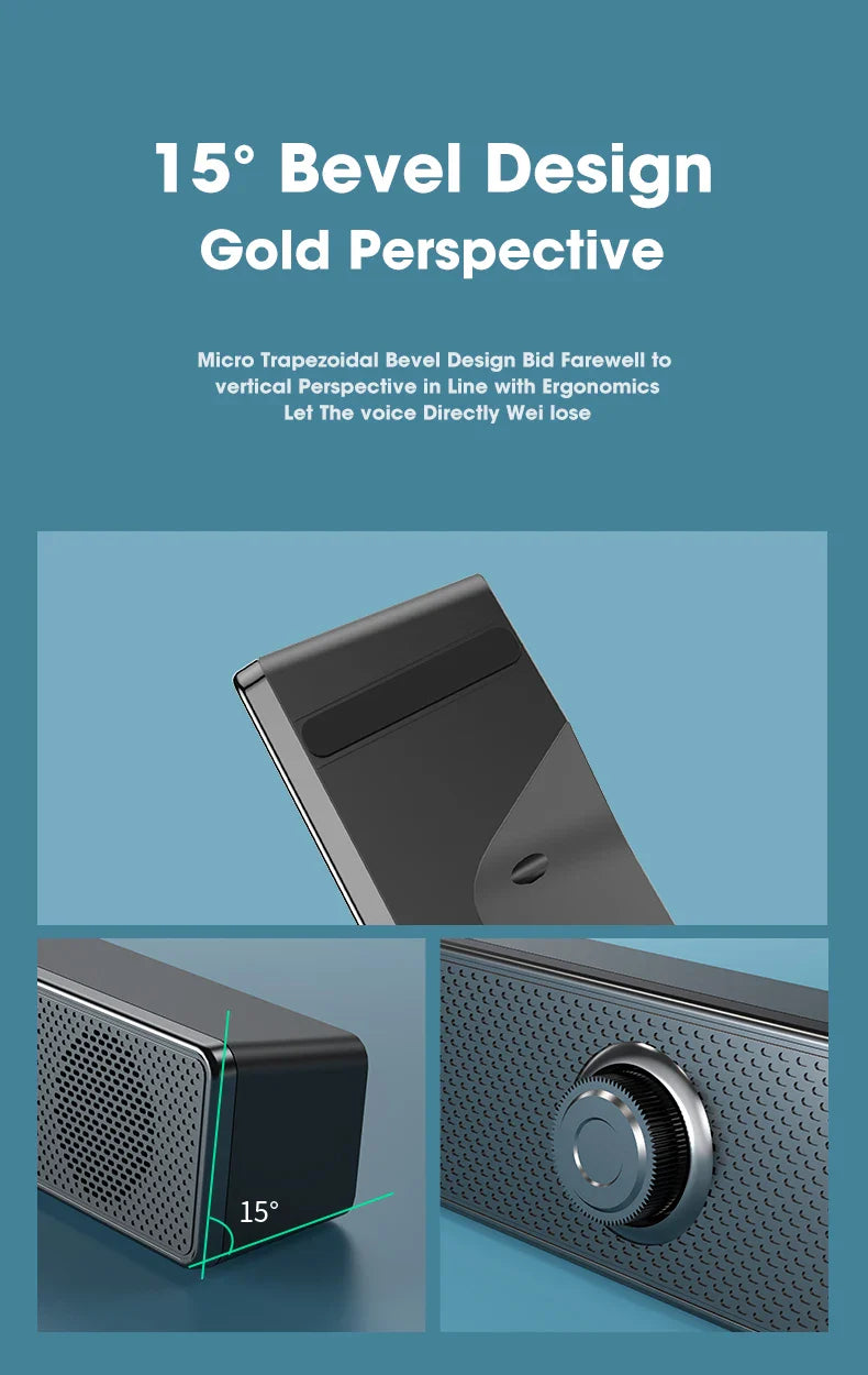 Salange Bluetooth Speaker USB Wired 3.5mm Port Sound Bar for PC Game Console Smartphone Laptop Tablet Black Desk Set Long