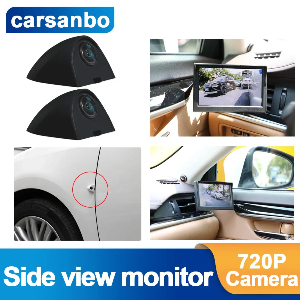 Carsanbo 5 Inch HD Mirror Monitor Car Digital Side View System with 720P Night Vision Camera Blind Spot Waterproof Accessories
