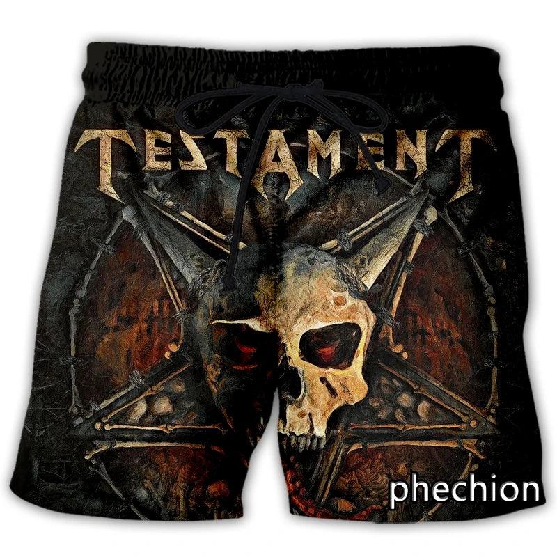 Unisex Testament ROCK 3D Print Casual Shorts Novelty Streetwear Men Loose Sporting Shorts - Lizard Vigilante