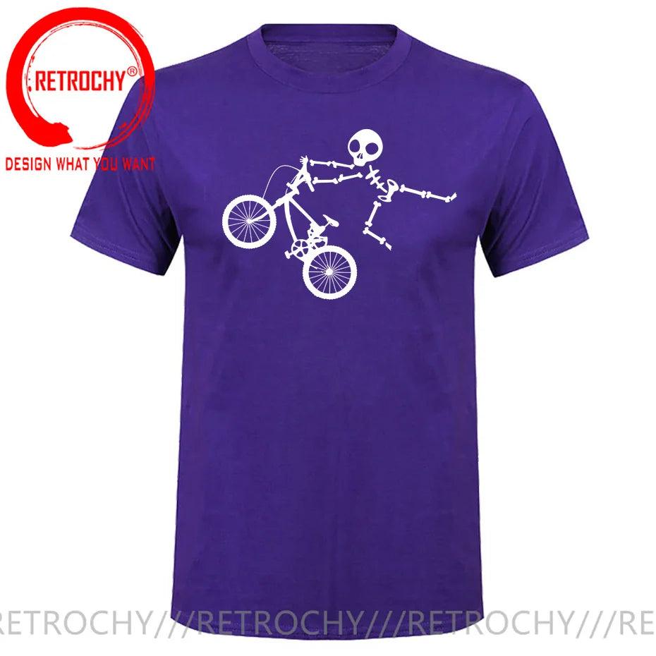 Skeleton Alien BMX Cycle Bike T-Shirt Custom Short Sleeve MTB Skull Biker TShirt Funny Fall O Neck Cotton T Shirt for Men - Lizard Vigilante