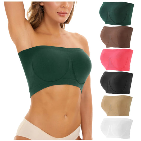 Sports Bra for Women – Strapless Bandeau Tube Padded Yoga Fitness Bra | Plus Sizes - Stretchy Elastic Bandage Top in Solid Color - Premium sports bra from Lizard Vigilante - Just $23.88! Shop now at Lizard Vigilante