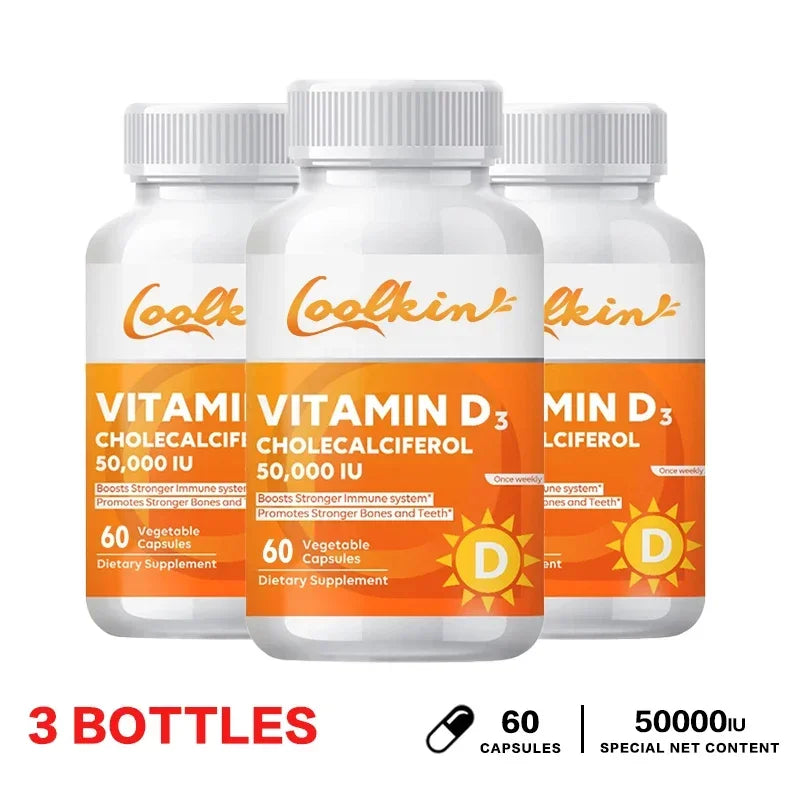 Vitamin D3 50000IU - Muscle Health, Strong Bones and Nervous System Health, Support Immune