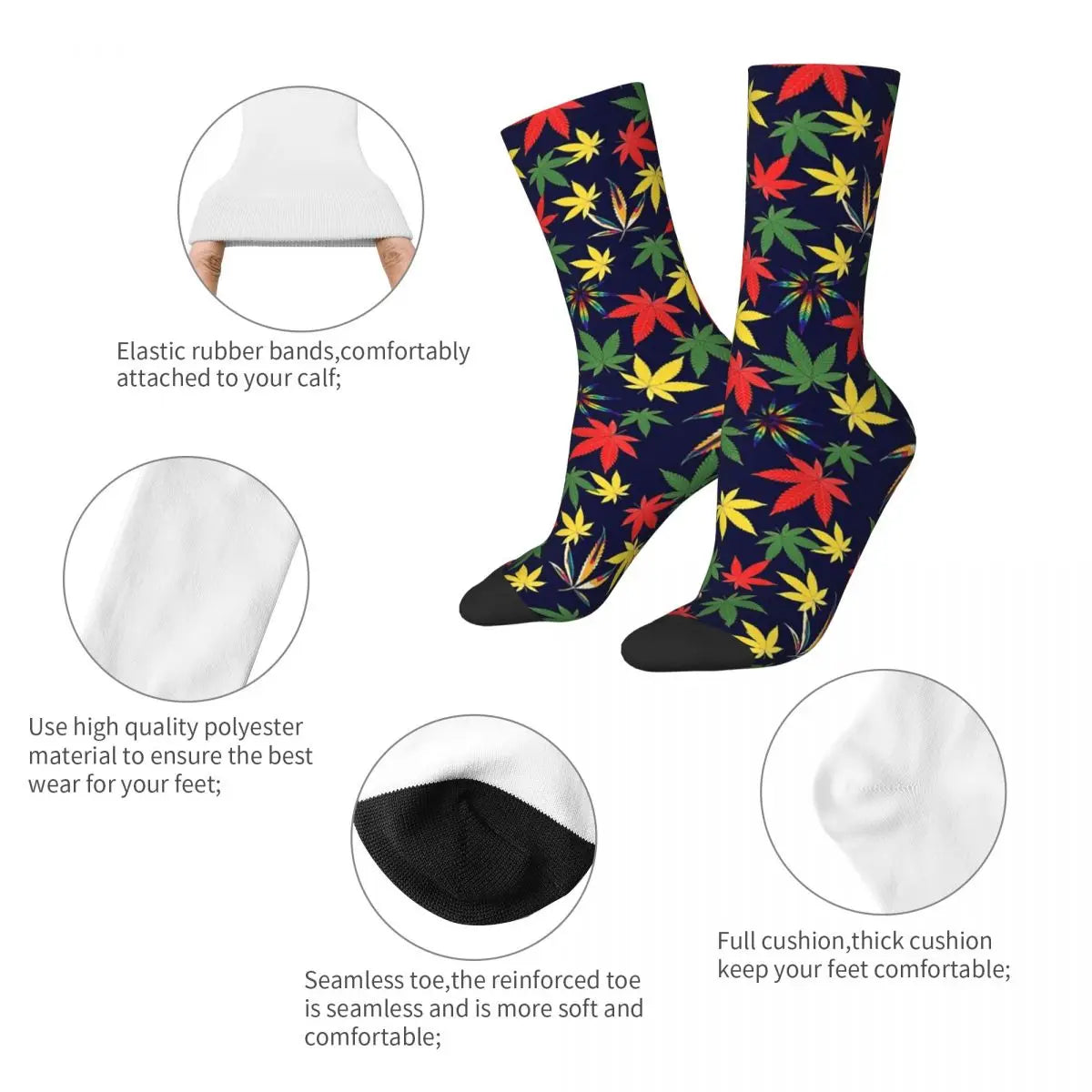 Happy 420 Day Cannabis Leaf Unisex Winter Socks – Street Style Crazy Socks - Premium Socks from Lizard Vigilante - Just $18.99! Shop now at Lizard Vigilante