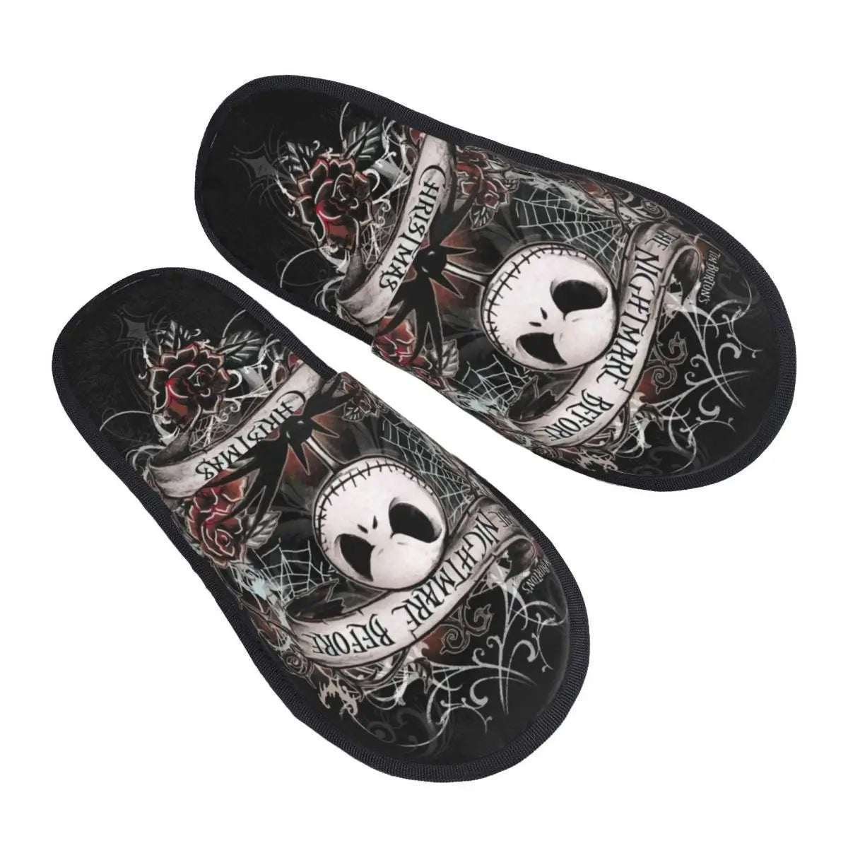 Jack Skellington Memory Foam Slippers – Warm & Fluffy Indoor/Outdoor Halloween Nightmare Shoes - Premium slippers from Lizard Vigilante - Just $23.88! Shop now at Lizard Vigilante