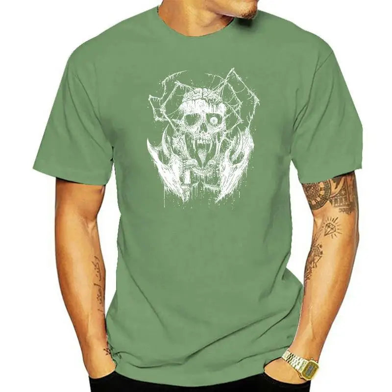 One-Eyed Skull Death Metal T-Shirt – Gothic Rock Band Tee for Men and Women | Casual Black Graphic Tee - Premium T-shirt from Lizard Vigilante - Just $23.88! Shop now at Lizard Vigilante