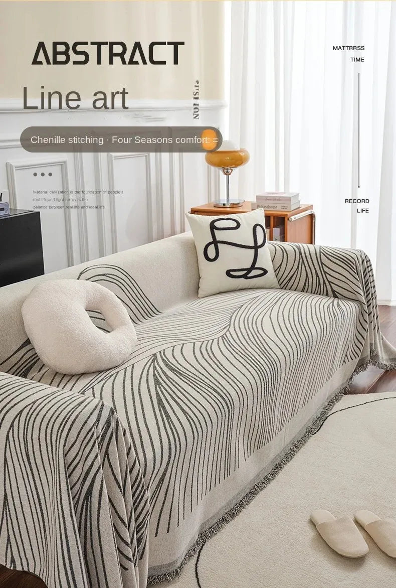 Nordic Throw Blanket – Heavy Stitch Geometric Sofa Tapestry for Home, Camp, and Chaos Nights