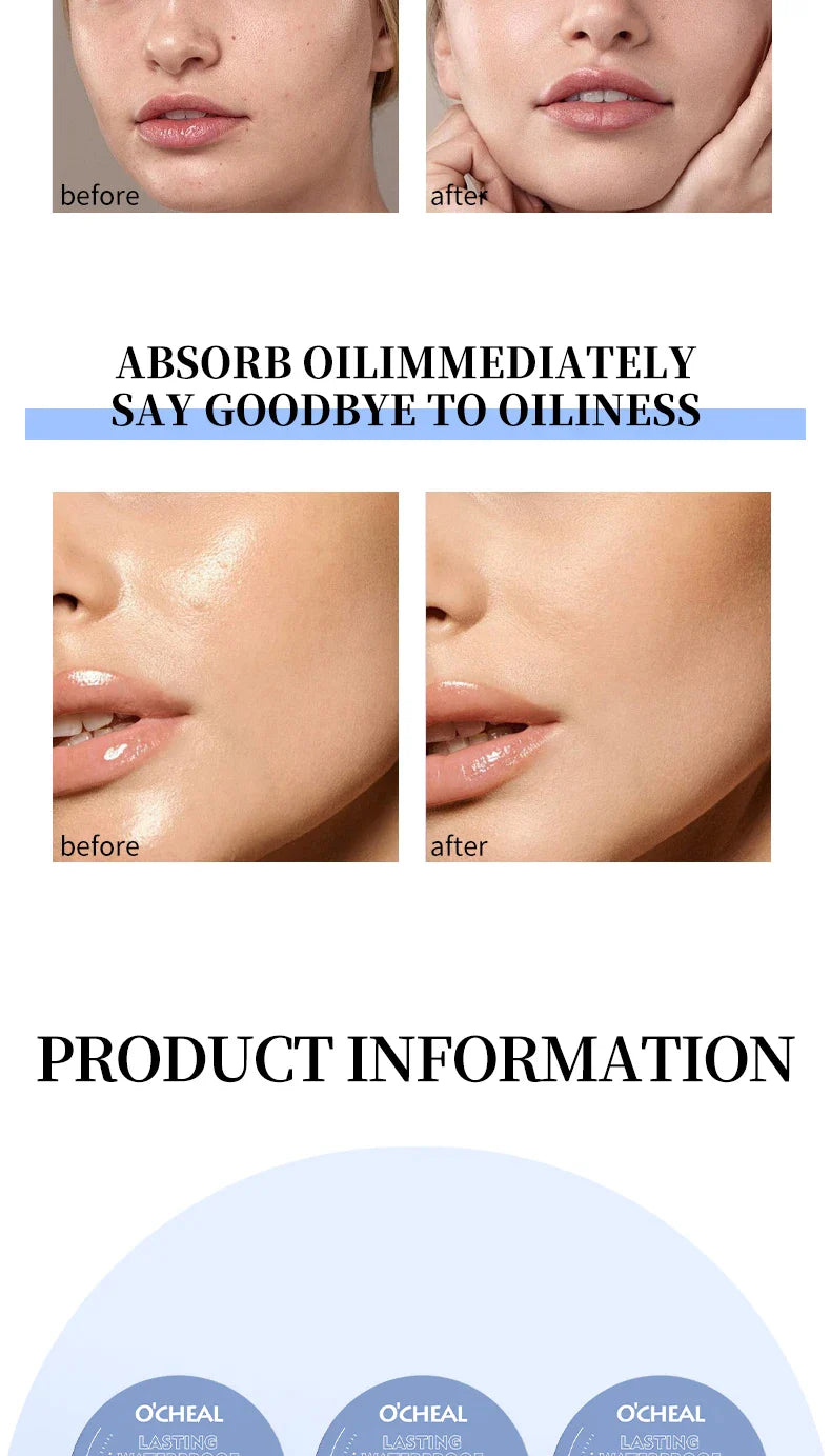 Ocheal Matte Face Setting Powder Oil-control Lightweight Radiant Foundation Pressed Powder Face Full Coverage Makeup Cosmetic