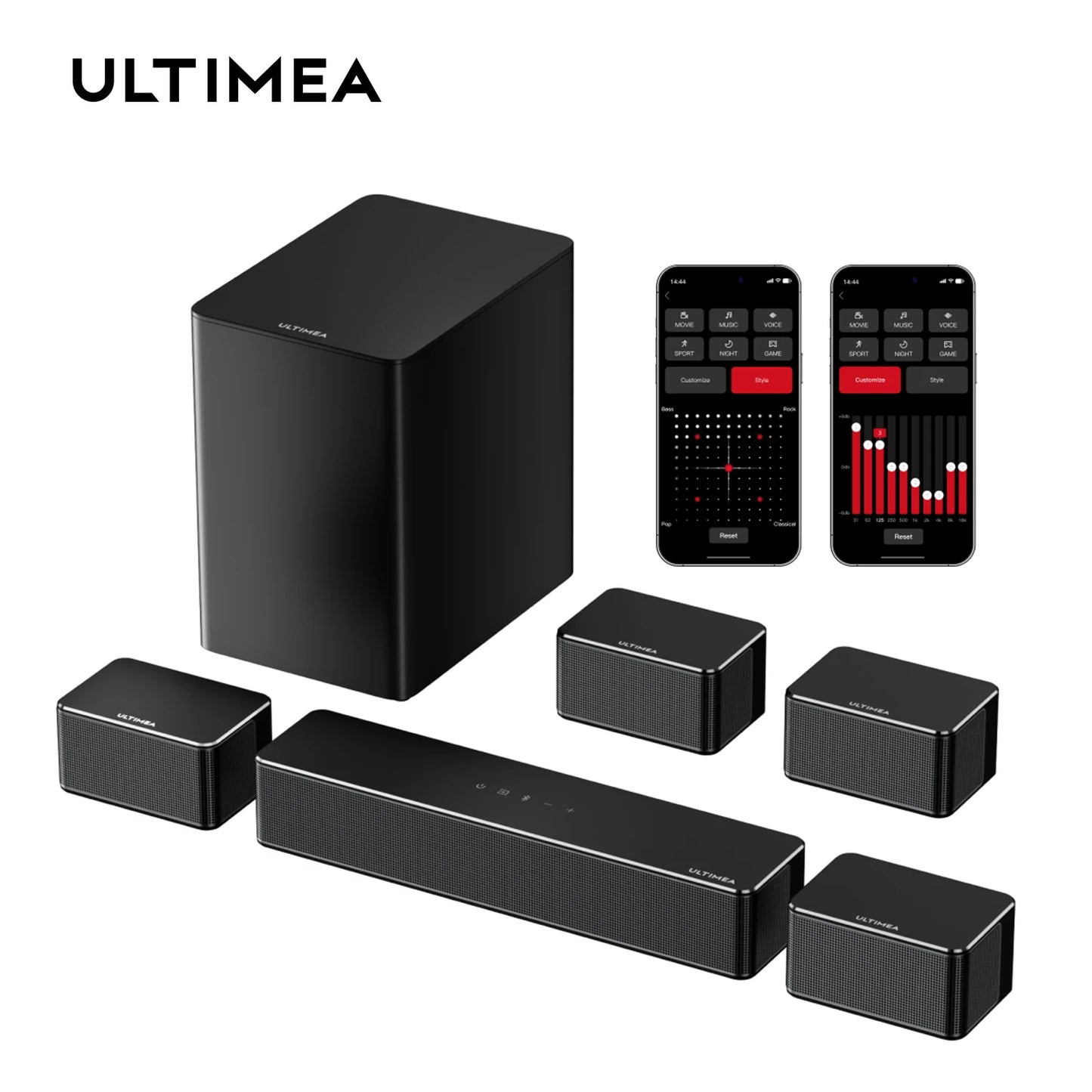 ULTIMEA 7.1 Surround Soundbar, 3D Virtual Surround Sound System with Subwoofer,2 Rear Speakers, Home Theater TV Speakers,Black - Premium  from Lizard Vigilante - Just $559.99! Shop now at Lizard Vigilante