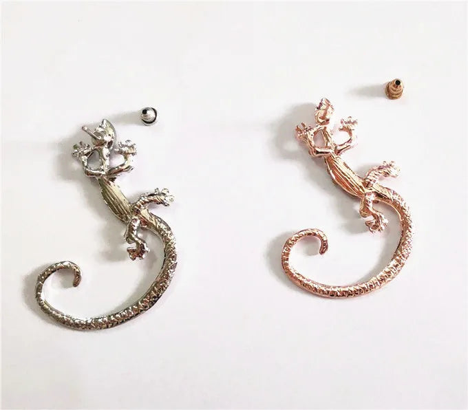 Fashion Rhinestone Gecko Ear Cuff Earrings – Exaggerated Lizard Design in Rose Gold – Luxury Acrylic and Alloy Construction - Premium earrings from Lizard Vigilante - Just $21.08! Shop now at Lizard Vigilante