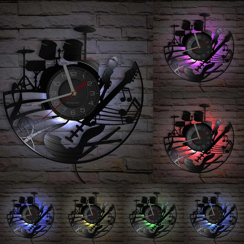 Guitar Player Vinyl Record Wall Clock: The Rock Music Instrument Wall Art for Your Living Room
