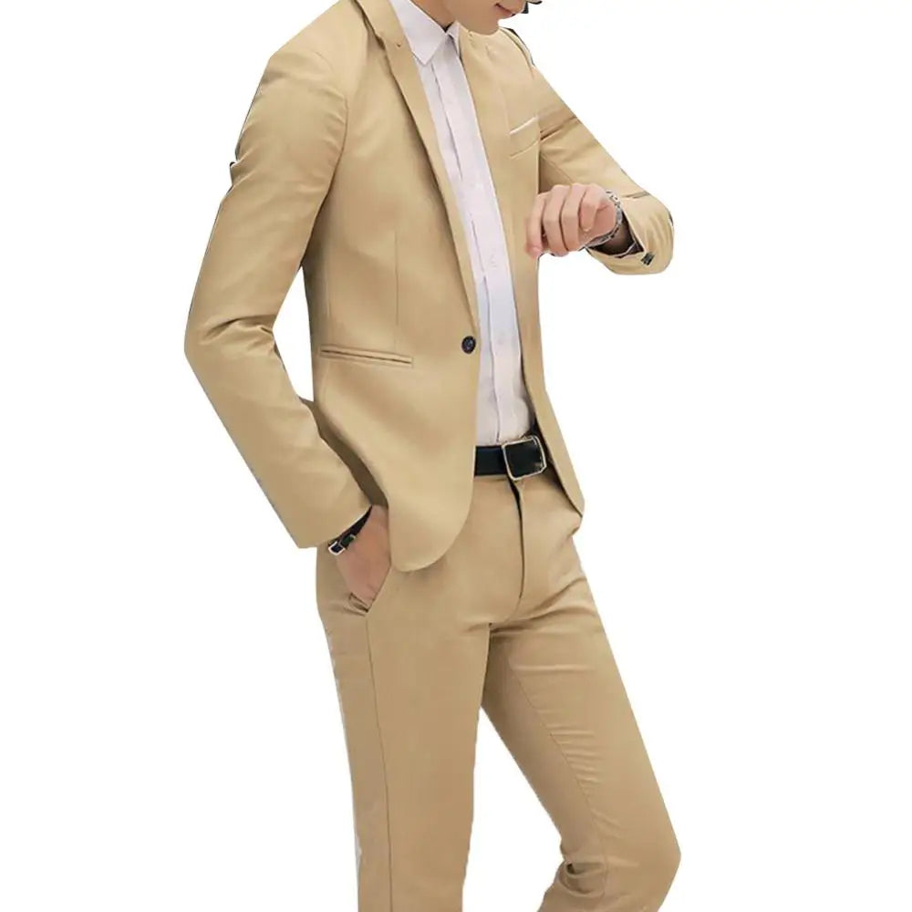 Easy Men’s Wedding Suit Set – 2-Piece Slim Fit Blazer and Pants for Formal and Business Wear - Premium suit from Lizard Vigilante - Just $54.69! Shop now at Lizard Vigilante