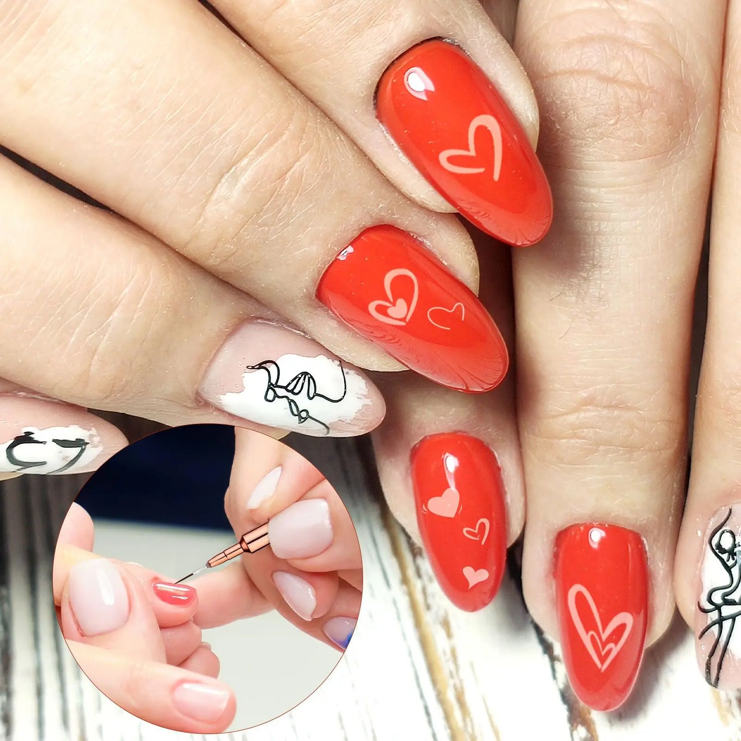 5Pcs Professional Nail Paint Liner Brush Set Small Polish Design Technique Fine Line Stripe Brushes for Nail Art Detailing