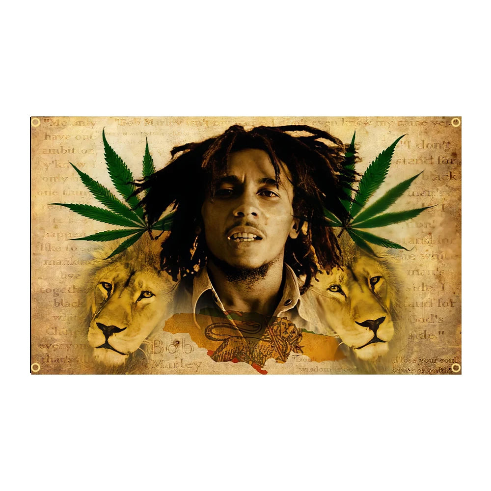 Bob Marley 3x5ft Music Banner | Reggae Jamaica Home Decoration Flag with 4 Grommets | Hanging Polyester Flag - Premium flag from Lizard Vigilante - Just $11.99! Shop now at Lizard Vigilante