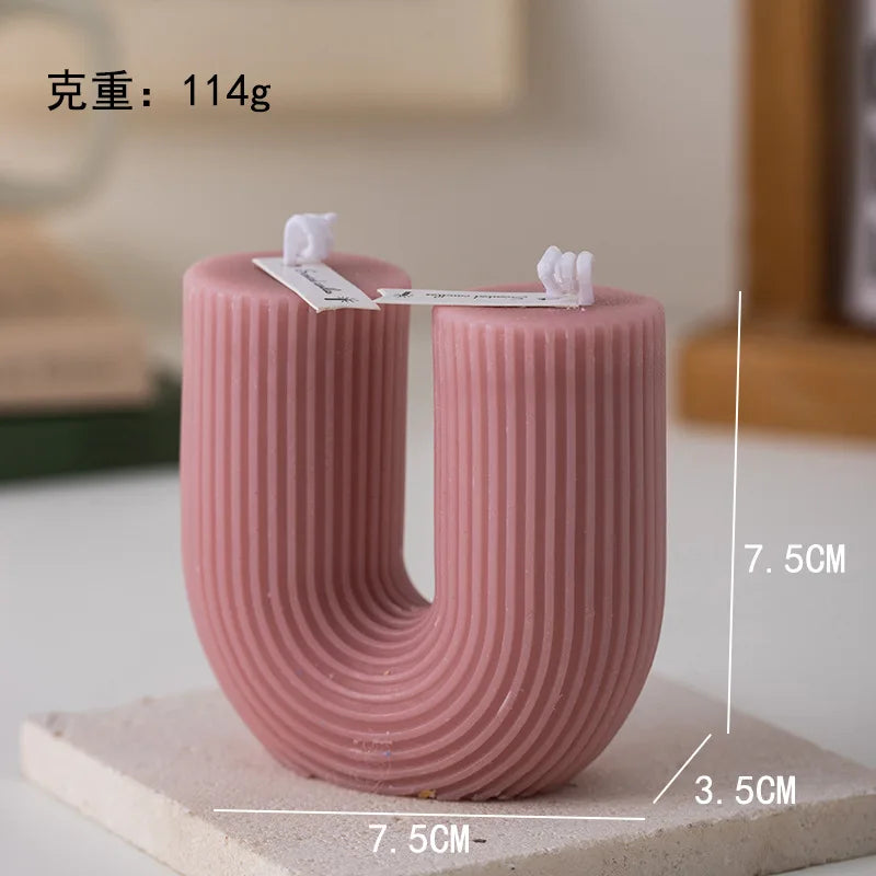 U Shaped Candle Scented Candles Ribbed Aesthetic Home Decorative Candles Smokeless Personalized Candles Guest Gift Lot