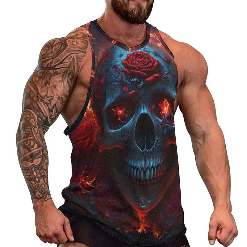 Fashion Skull 3D Print Men's Tank Top – Casual Hip Hop Graphic Tee | Streetwear Fitness Summer Sleeveless Shirt - Premium Tank Top from Lizard Vigilante - Just $23.99! Shop now at Lizard Vigilante