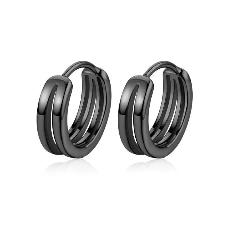 Vintage Black Skull Needle Hoop Earrings – Hypoallergenic Punk Biker Rock Jewelry for Men - Premium earrings from Lizard Vigilante - Just $19.88! Shop now at Lizard Vigilante