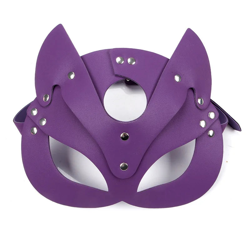 Women’s Sexy Leather Cat Mask with Collar – Half-Face Cosplay & Party Accessory - Premium cat mask from Lizard Vigilante - Just $25.88! Shop now at Lizard Vigilante