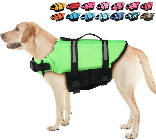 Adjustable Dog Life Jacket with Rescue Handle Sport Safety Rescue Vest Dog Clothes Puppy Float Swimming Suit for All Pet Dogs - Lizard Vigilante
