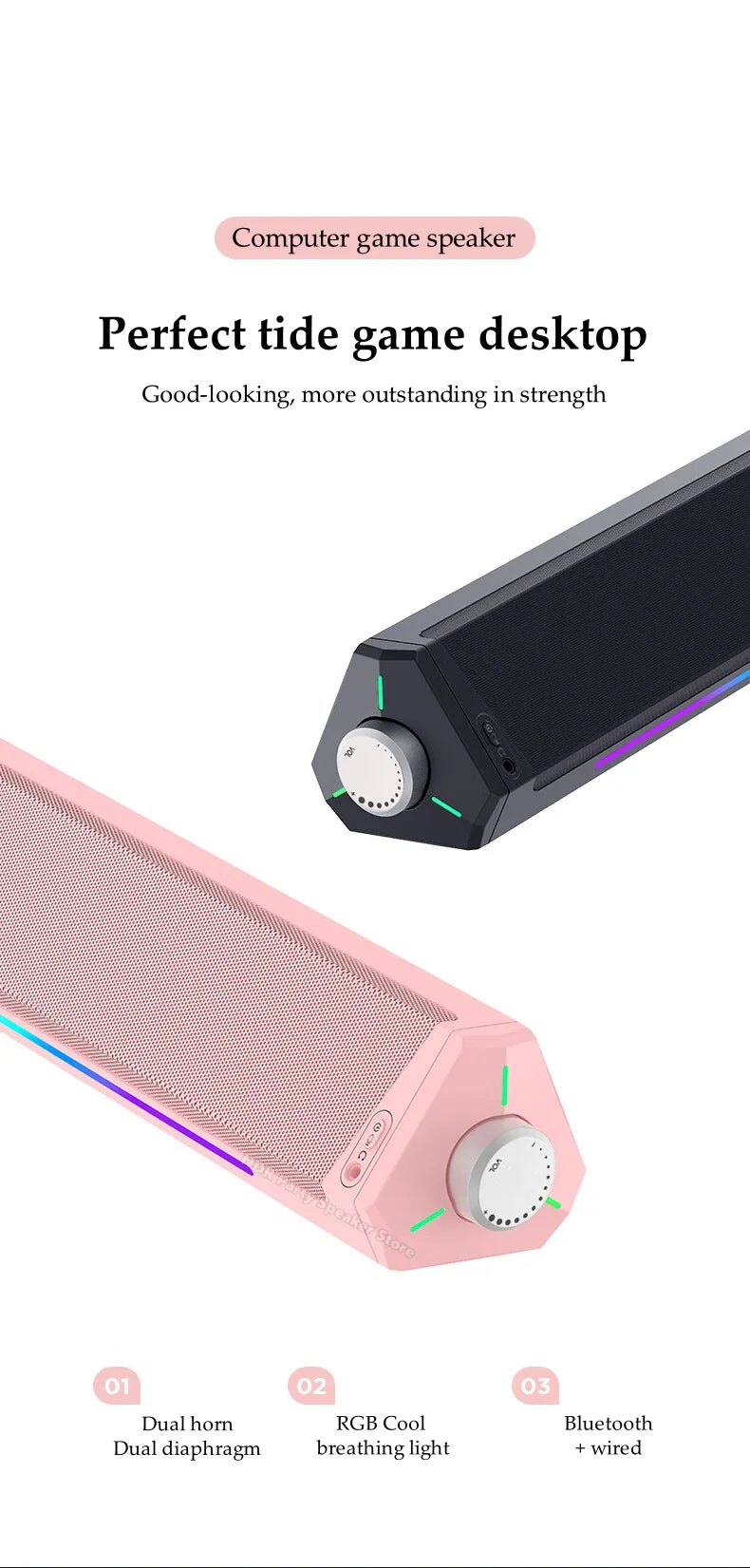 Home Bluetooth Gaming Speakers Portable USB Subwoofer Surround Stereo Sound Amplifiers Soundbar Speaker Desktop Speakers For PC