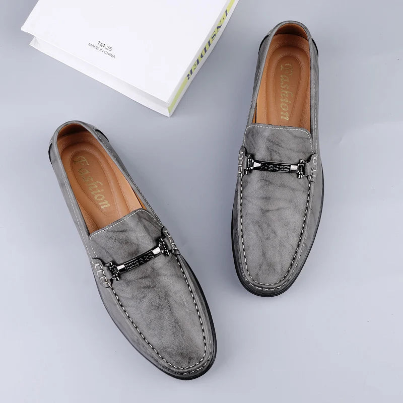 Men's Genuine Leather Casual Loafers | Luxury Driving Shoes with Slip-On Design | Fashionable and Comfortable Moccasins for Spring & Autumn - Premium loafers from Lizard Vigilante - Just $71.08! Shop now at Lizard Vigilante