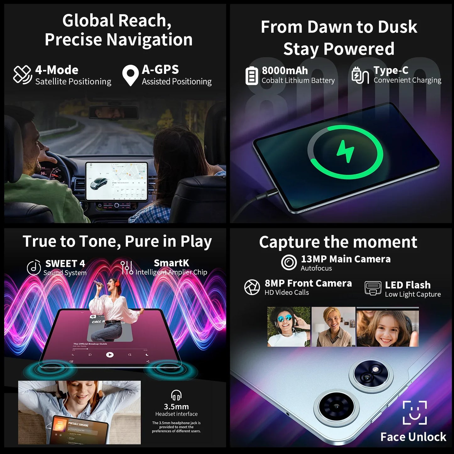 【New】Teclast T60 Plus 12 Inch Tddi 90Hz 2K Screen 2000X1200 Android 14 Widevine L1 Mtk Helio G88 (6Gb Ram+10Gb Expansion)16Gb/128Gb 8000Mah Battery 4g Lte Dual Sim Tf up to 1Tb