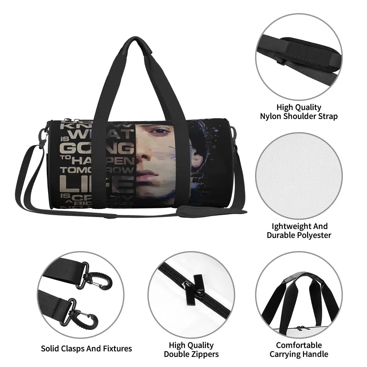 Eminem Hip Hop Waterproof Gym Bag – Retro Sports and Travel Handbag with Shoe Compartment for Men and Women - Premium gym bag from Lizard Vigilante - Just $33.88! Shop now at Lizard Vigilante