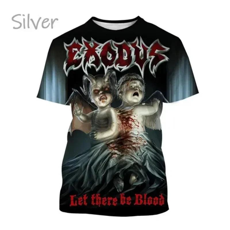 Metal Rock Exodus Band 3D Print O-Neck Tshirt Men Fashion Tees Casual Short Sleeve Oversized  Y2K Harajuku Unisex Clothing - Premium T-Shirt from Lizard Vigilante - Just $23.99! Shop now at Lizard Vigilante