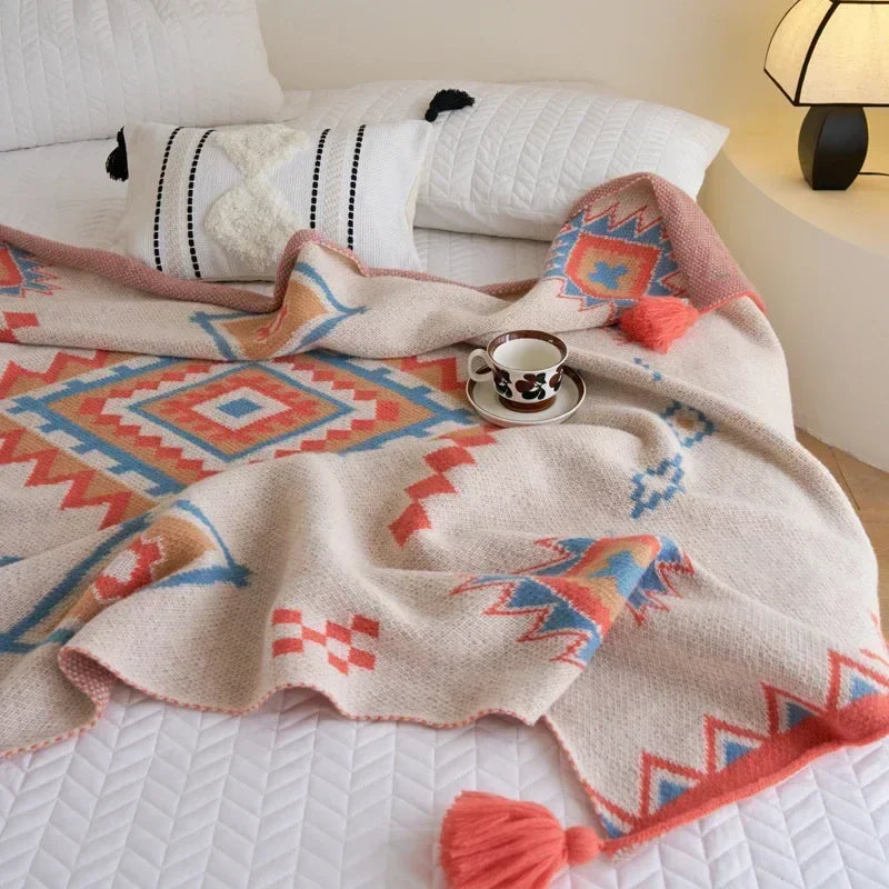 Bohemian Blanket Soft Sofa Cover Summer Blanket Office Nap Blankets Air Conditioning Blankets Knit Blanket For Travel