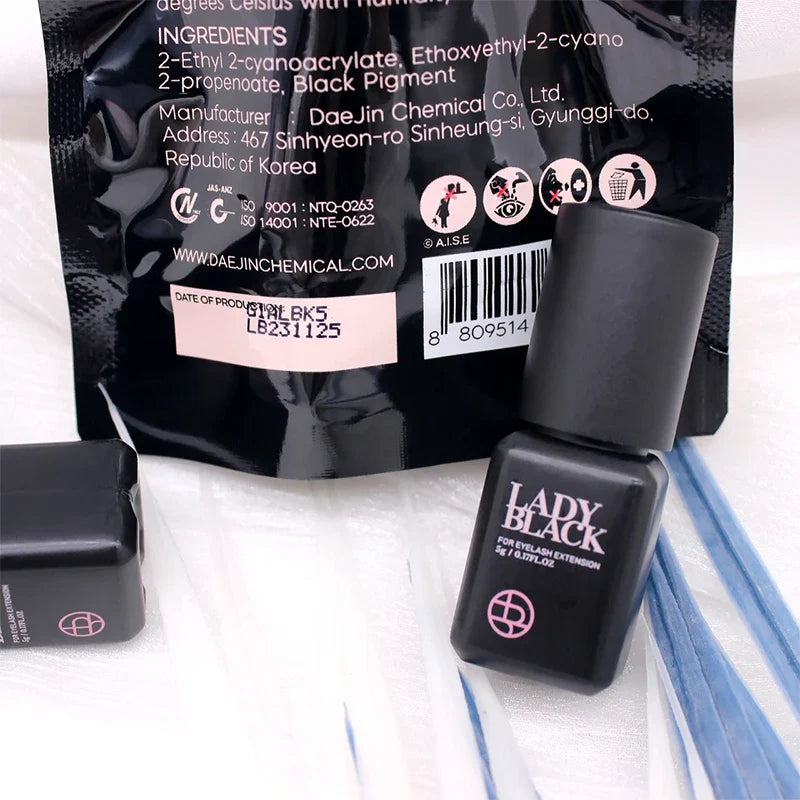 5 Bottles Lady Black Lash Glue Korea Dry Fastest Strongest False Eyelash Extensions Glue 5ml Makeup Tools Professional Adhesive