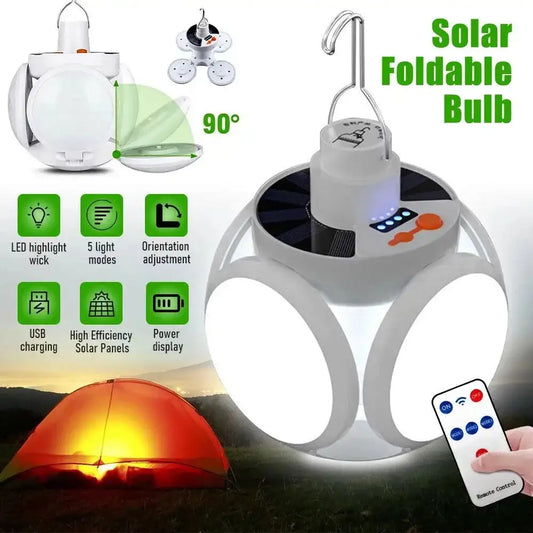 Portable Solar Powered LED Rechargeable Camping Light Hook Tent Light Multifunctional Outdoor Emergency Lighting Spotlight