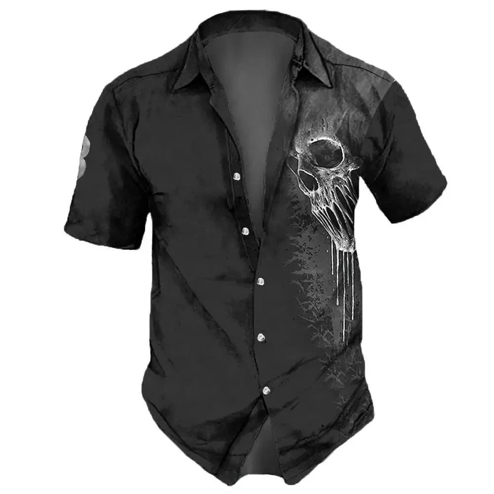 Vintage Skulls Men's Hawaiian Shirt - Casual Short Sleeve Streetwear for Males - Premium hawaiian shirt from Lizard Vigilante - Just $26.66! Shop now at Lizard Vigilante