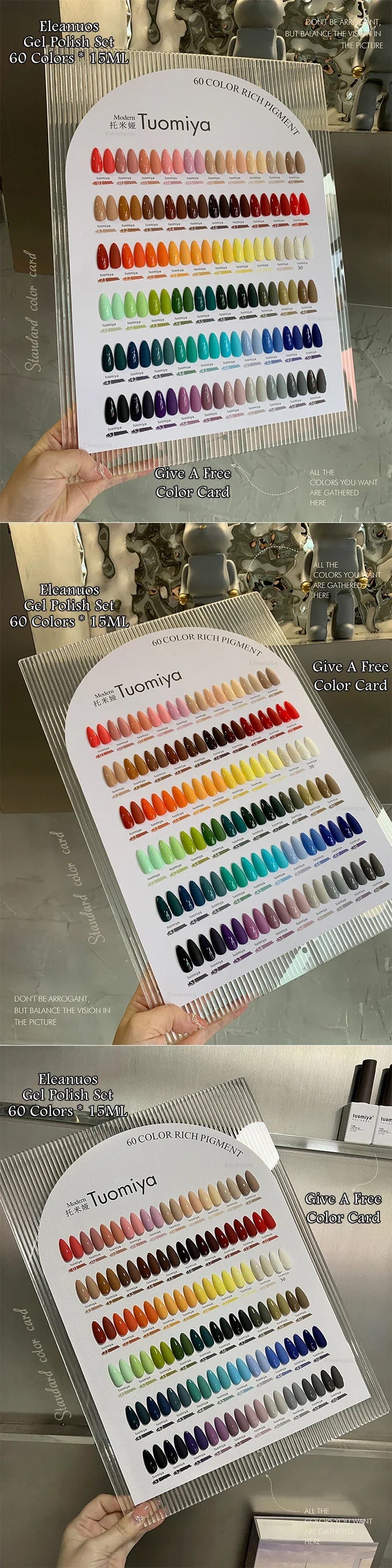 Eleanuos Popular gel Polishing 60PCS Mixed Varnish Soaking Rainbow Semi Permanent Shining Four Season Nail UV LED Salon gel 15ML