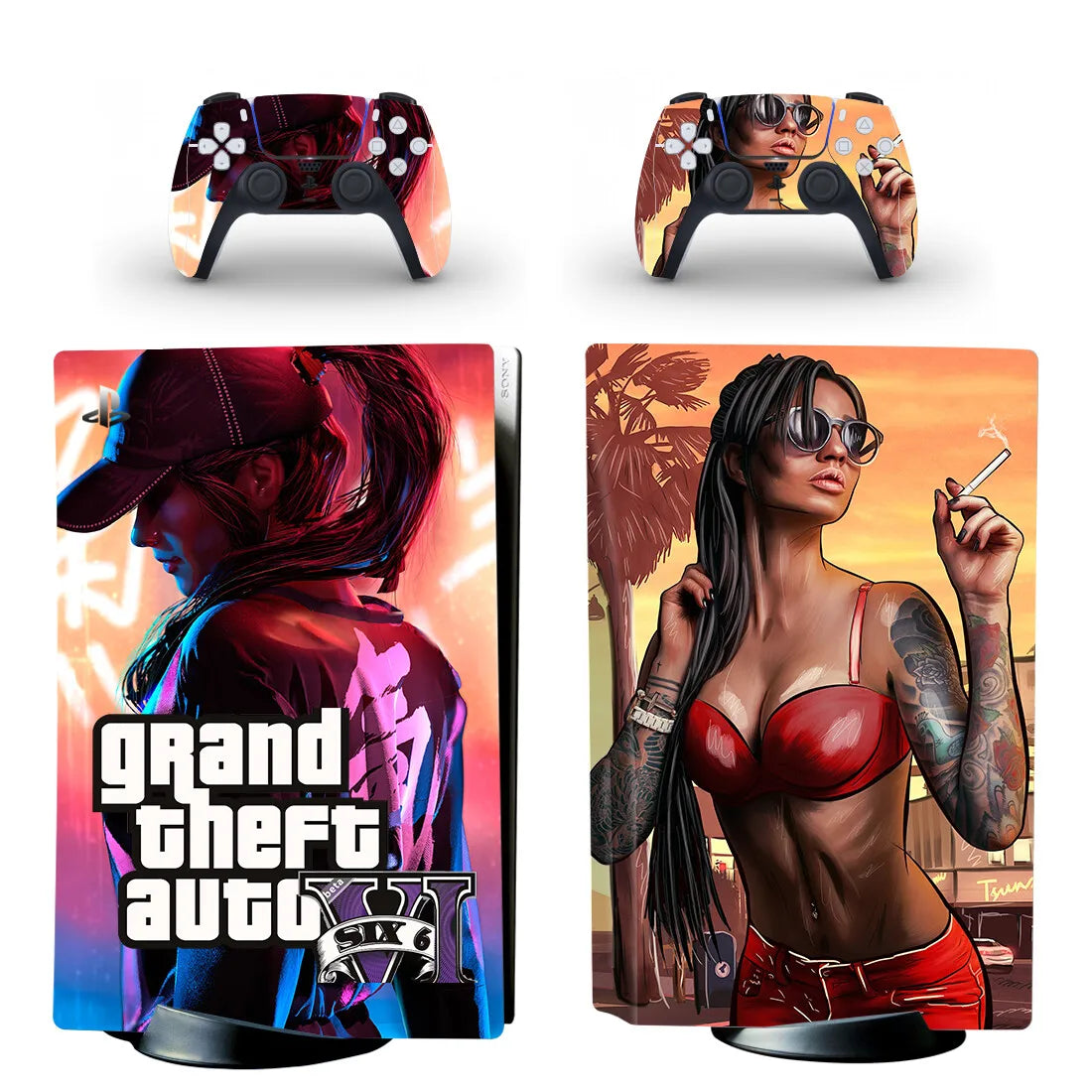 Grand Theft Auto VI GTA 6 PS5 Disc Skin Sticker Protector – Decal Cover for Console and Controller - Premium skin from Lizard Vigilante - Just $26.88! Shop now at Lizard Vigilante