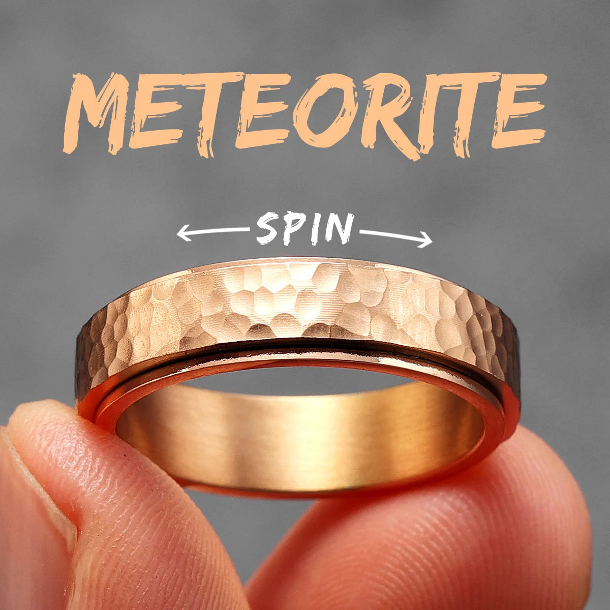 Forge Meteorite Fidget Spinner Ring | Stainless Steel Vintage Punk Jewelry for Men - Premium ring from Lizard Vigilante - Just $23.88! Shop now at Lizard Vigilante