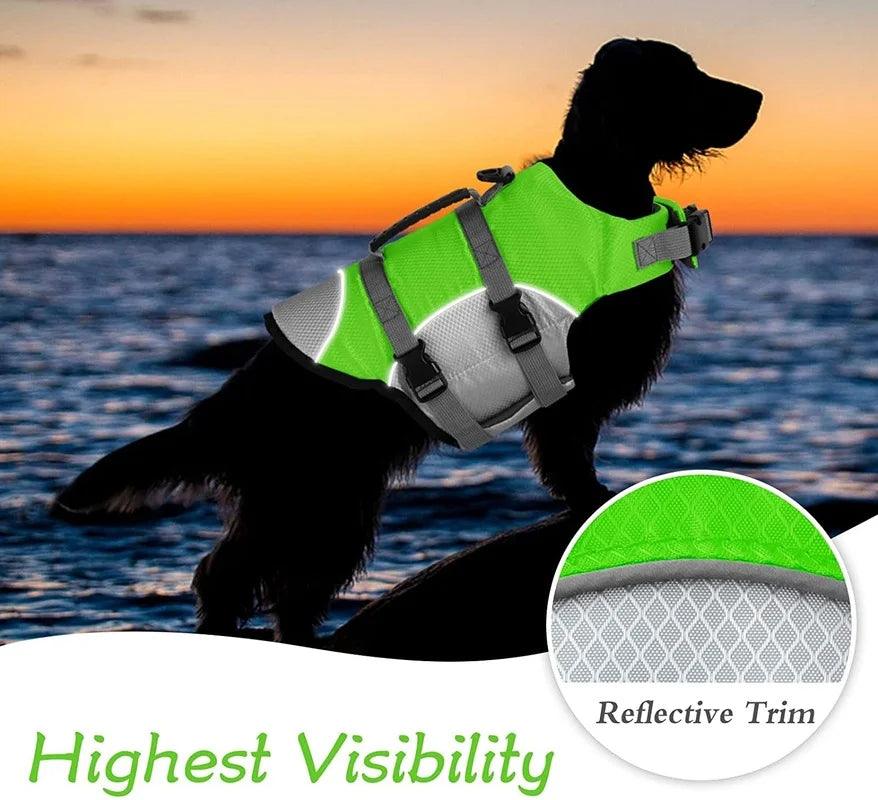 Adjustable Dog Life Jacket with Rescue Handle Sport Safety Rescue Vest Dog Clothes Puppy Float Swimming Suit for All Pet Dogs - Lizard Vigilante