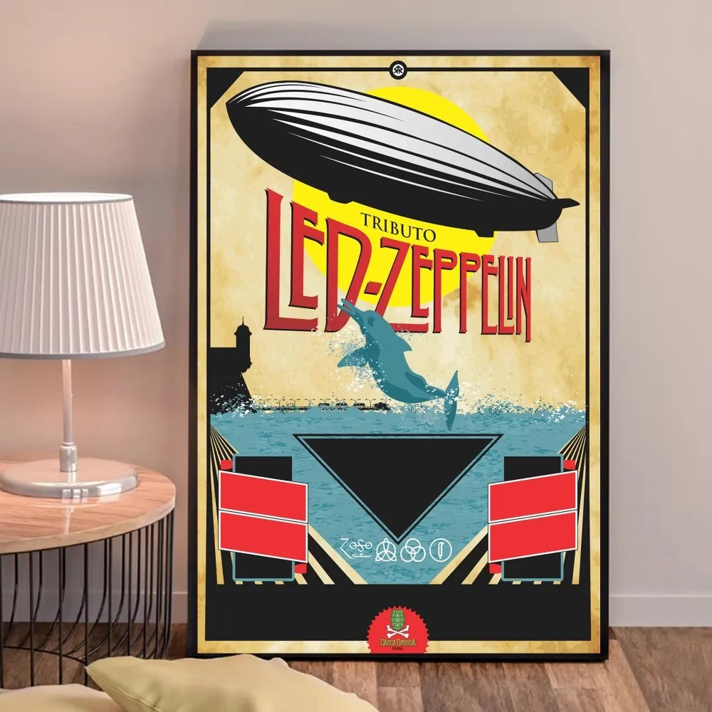 Retro Zeppelin Sticky Poster – Aesthetic Kraft Paper Wall Art for DIY Room Decoration - Premium poster from Lizard Vigilante - Just $15.99! Shop now at Lizard Vigilante