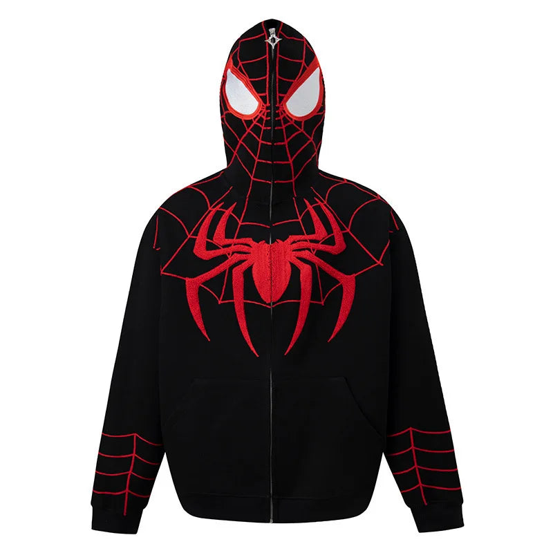 Marvel Spider-Man Embroidery 3D Digital Printing Hooded Zipper Sweatshirts | Fashion Hip-Hop Cosplay Hoodie for Men & Women - Premium Hoodie from Lizard Vigilante - Just $43.88! Shop now at Lizard Vigilante