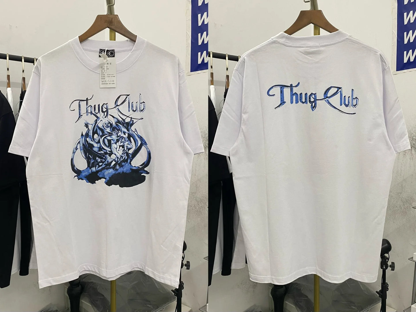 Black Metal Logo Thug Club T-Shirts Cut Stitch Round Neck 100%cotton Short Sleeve Tops Hiphop Street Cleanfit Men Women T-shirts - Premium t-shirt from Lizard Vigilante - Just $28.99! Shop now at Lizard Vigilante