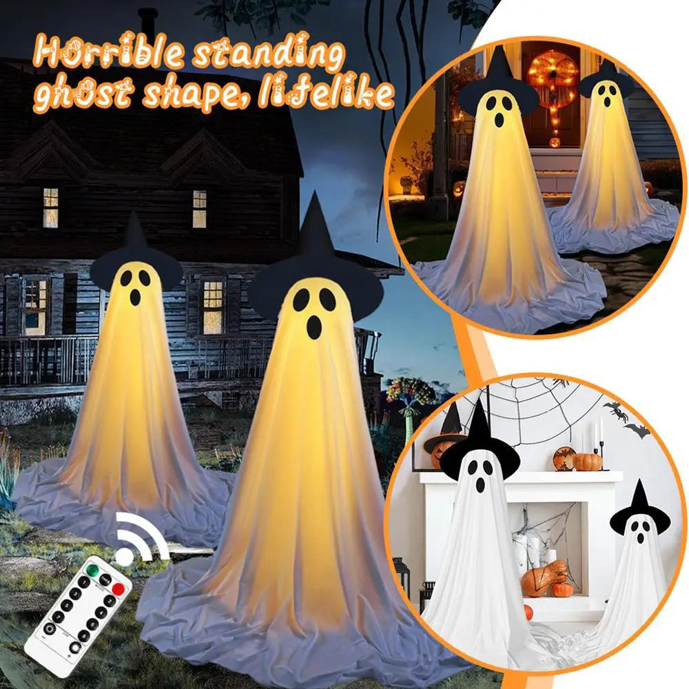 Lighted Spooky Ghost Decor Scary Standing Ghost with LED String Lights Home Porch Garden Yard Lawn Party Halloween Decorations