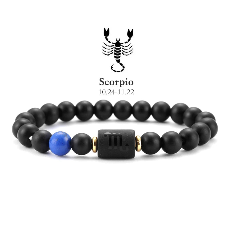 Zodiac Signs Natural Stone Bracelets Taurus Cancer Virgo Pisces Bracelets Ladies Men Couples Friendship Jewelry Gift Bracelet - Premium bracelet from Lizard Vigilante - Just $22.99! Shop now at Lizard Vigilante