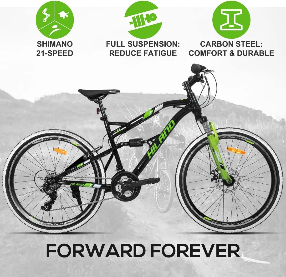 26-Inch Full-Suspension Mountain Bike – 21-Speed Drivetrain with Disc Brakes for Men and Women - Premium bike from Lizard Vigilante - Just $298.88! Shop now at Lizard Vigilante