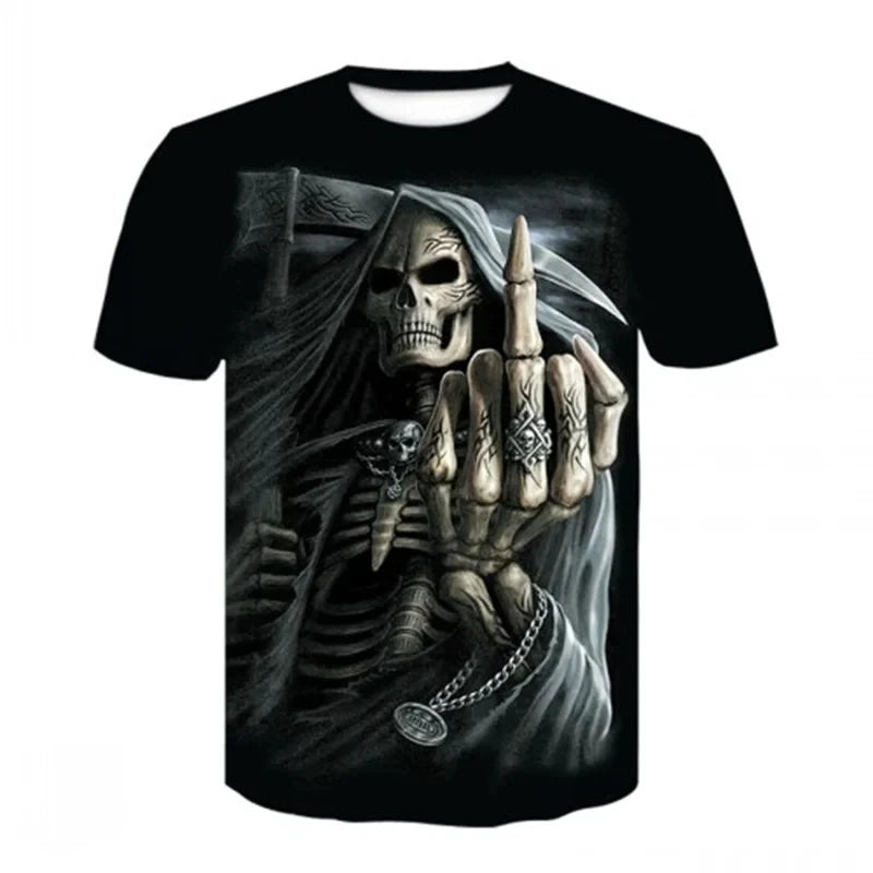 3D Heavy Metal Skull Print T-shirts Punk Rock Men's Tops Summer Casual Party Short Sleeve New Trend Men's Fashion Streetwear - Premium  from Lizard Vigilante - Just $21.99! Shop now at Lizard Vigilante