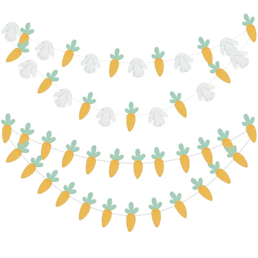 3M Happy Easter Banner Rabbit Carrot Egg Cartoon Bunny Garland Wall Hanging Bunting Flag Easter Party Decoration For Home