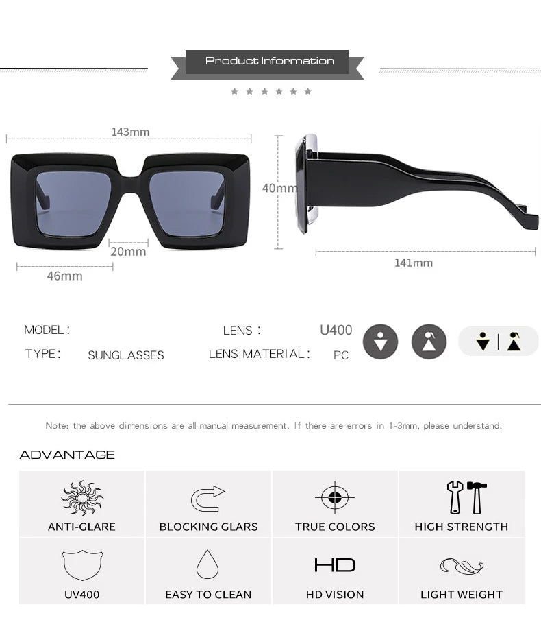 VOLT//BLOK 2025 PunkSquare UV400 Shades — Oversized Futurist Goggle Sunglasses for Women & Men | Cyber-Street Retro Eyewear, Photochromic Anti-Reflective Fashion Bomb - Premium shades from dsers - Just $15.99! Shop now at Lizard Vigilante